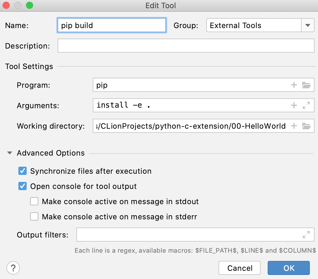 Pip install as an external tool Pip install as an external tool