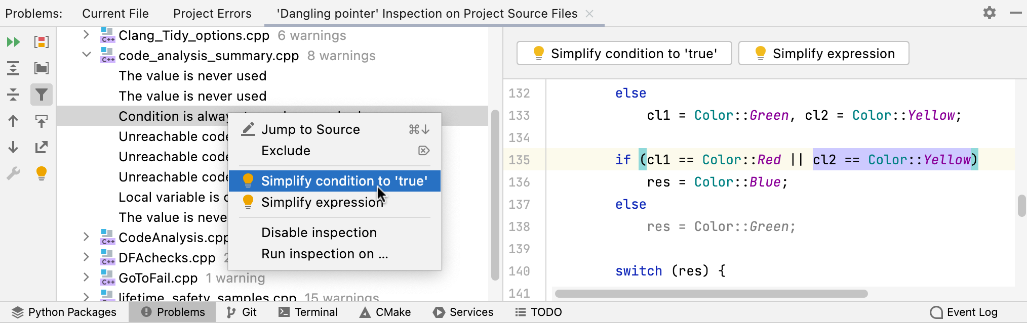 Quick-fixes for inspection results Quick-fixes for inspection results