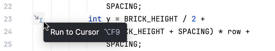 Run to cursor in a single click Run to cursor in a single click