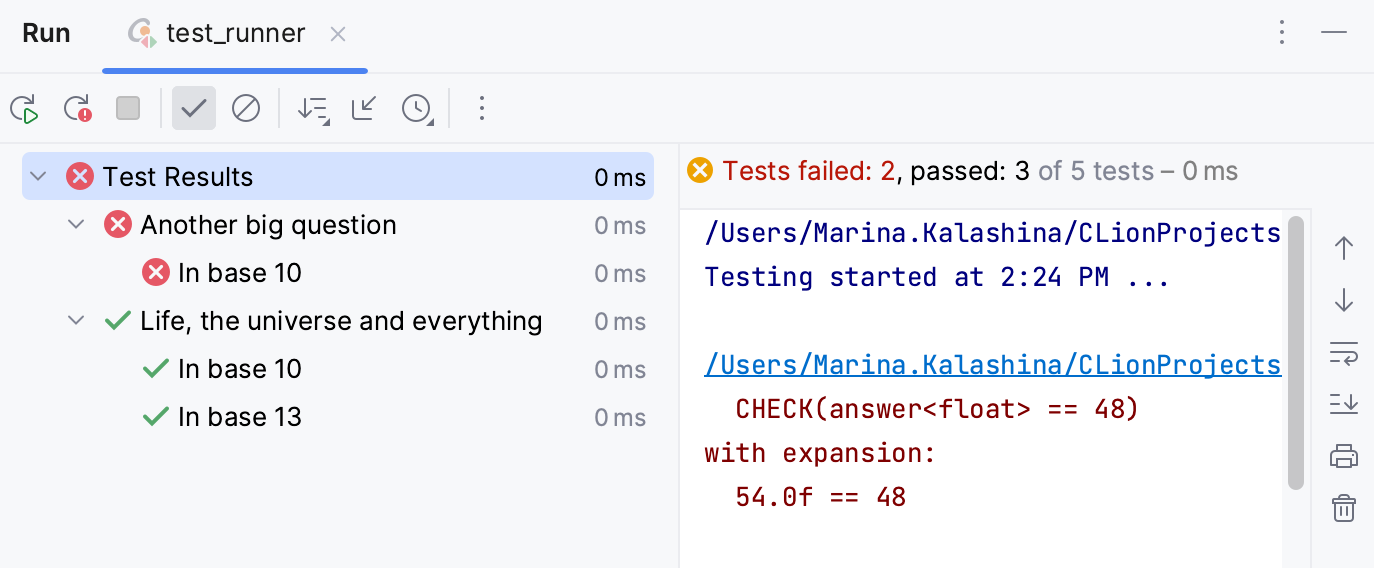 CLion test runner CLion test runner