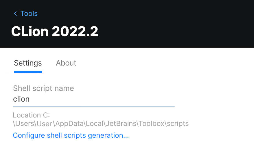 Toolbox App CLion Settings Toolbox App CLion Settings