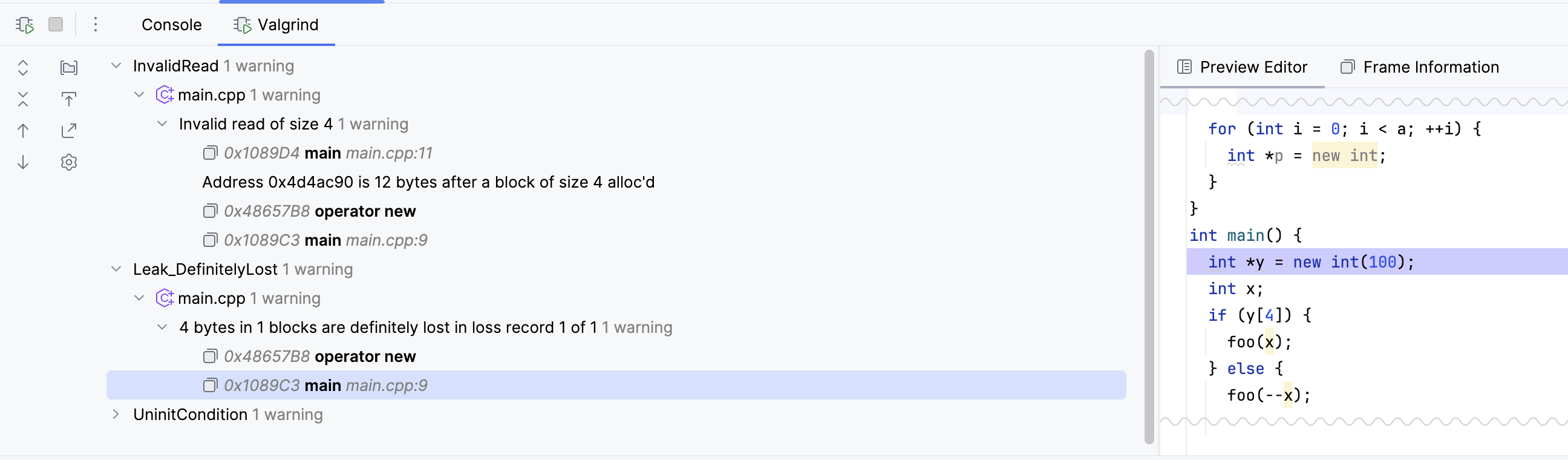 Valgrind Memcheck output Valgrind Memcheck output