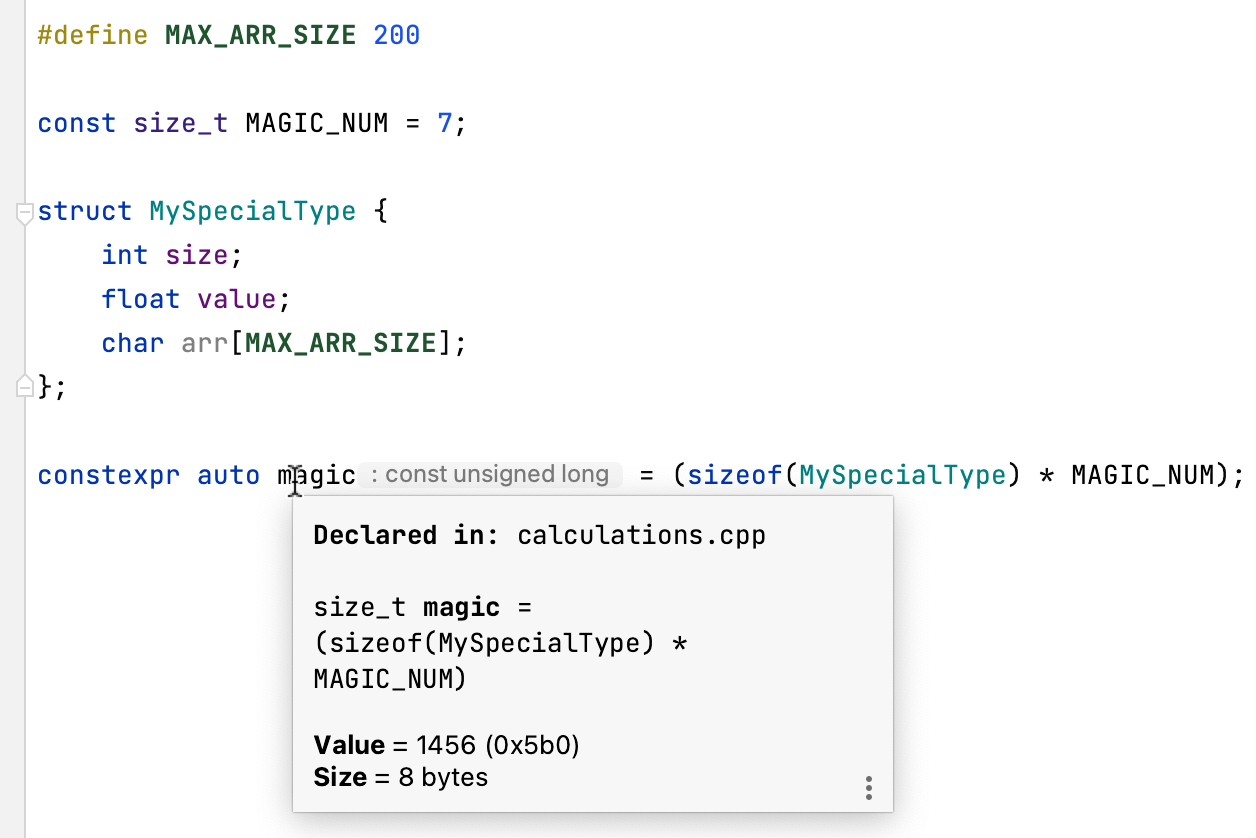 Values of constant expressions Values of constant expressions