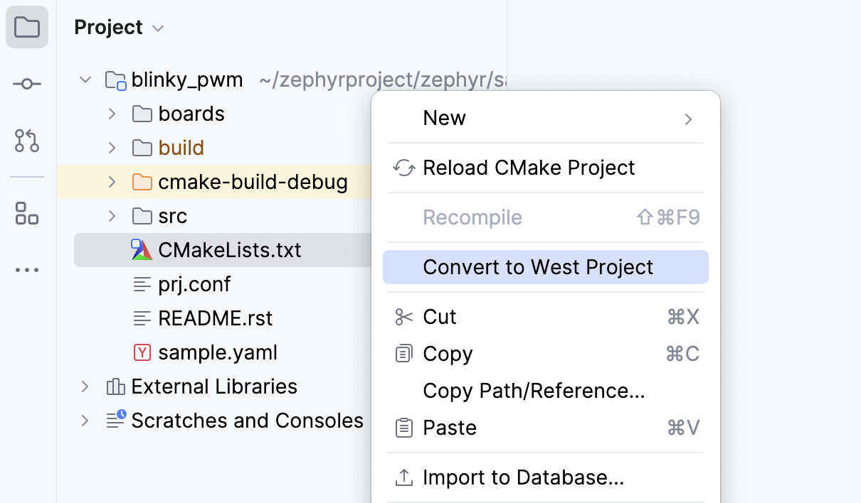 Convert CMake project to West Convert CMake project to West