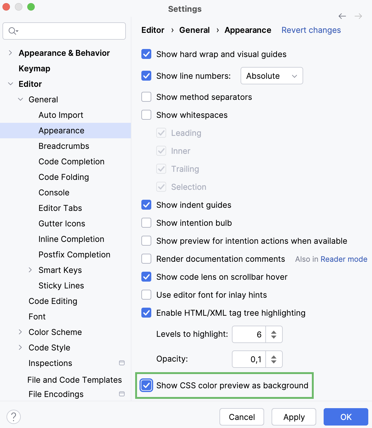 在背景中显示颜色预览 在背景中显示颜色预览