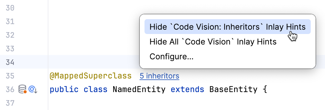 Disabling inlay hints in the editor Disabling inlay hints in the editor