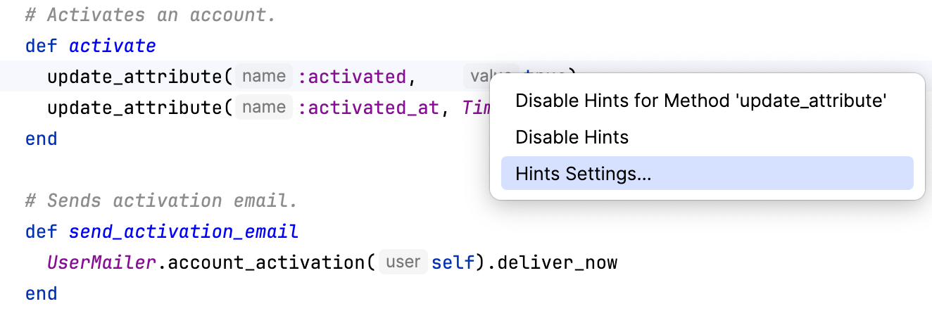 Context menu opens on right-clicking an inlay hint Context menu opens on right-clicking an inlay hint