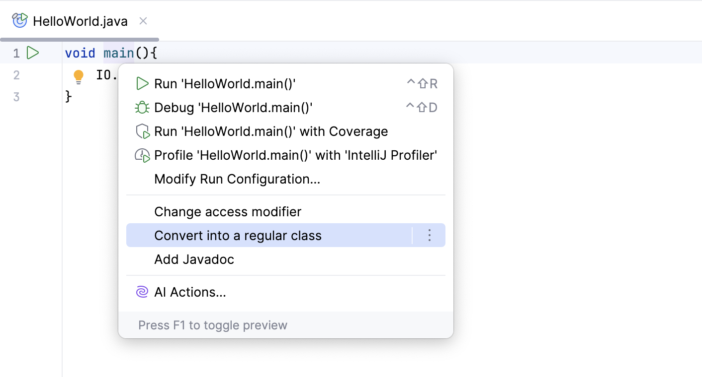 Converting compact file using a context action Converting compact file using a context action