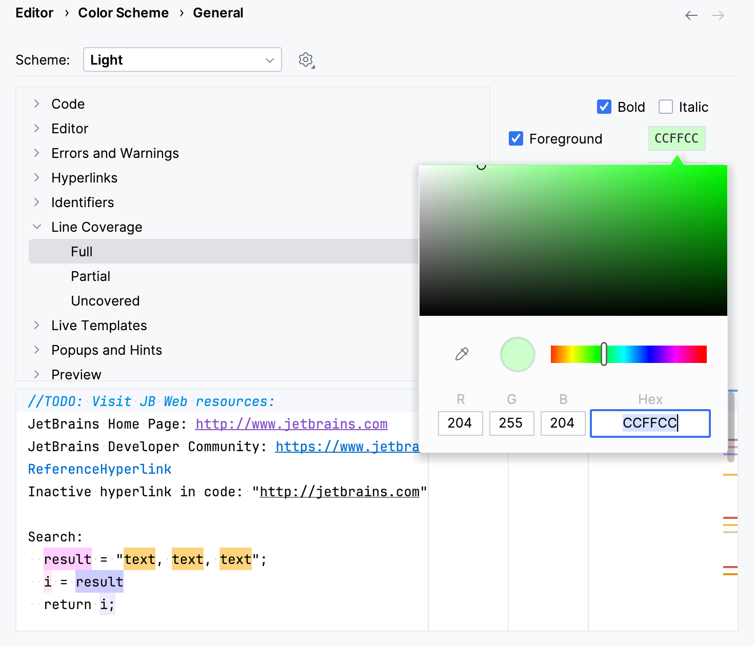 Configure code coverage colors Configure code coverage colors