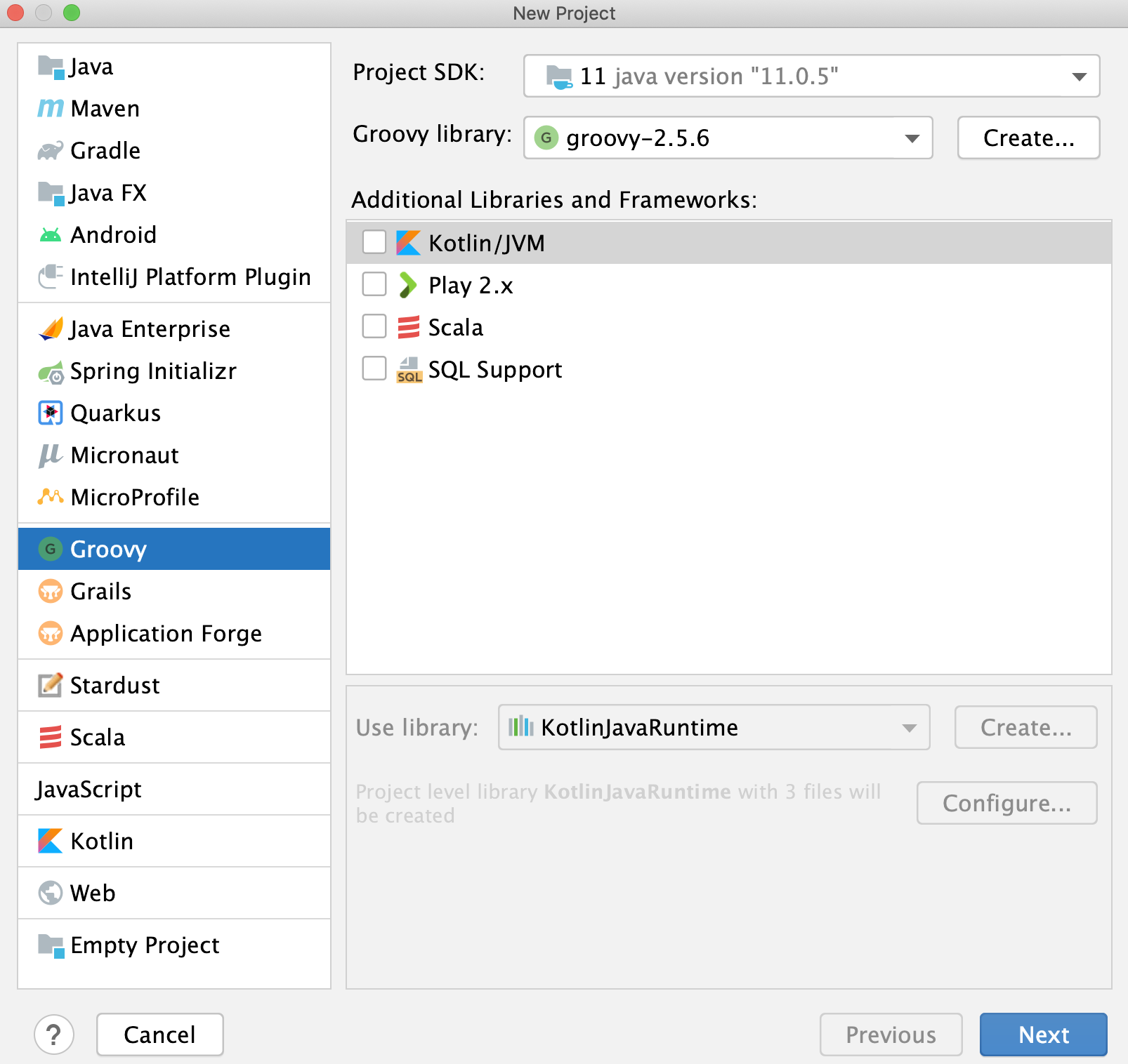 Create Groovy project Create Groovy project