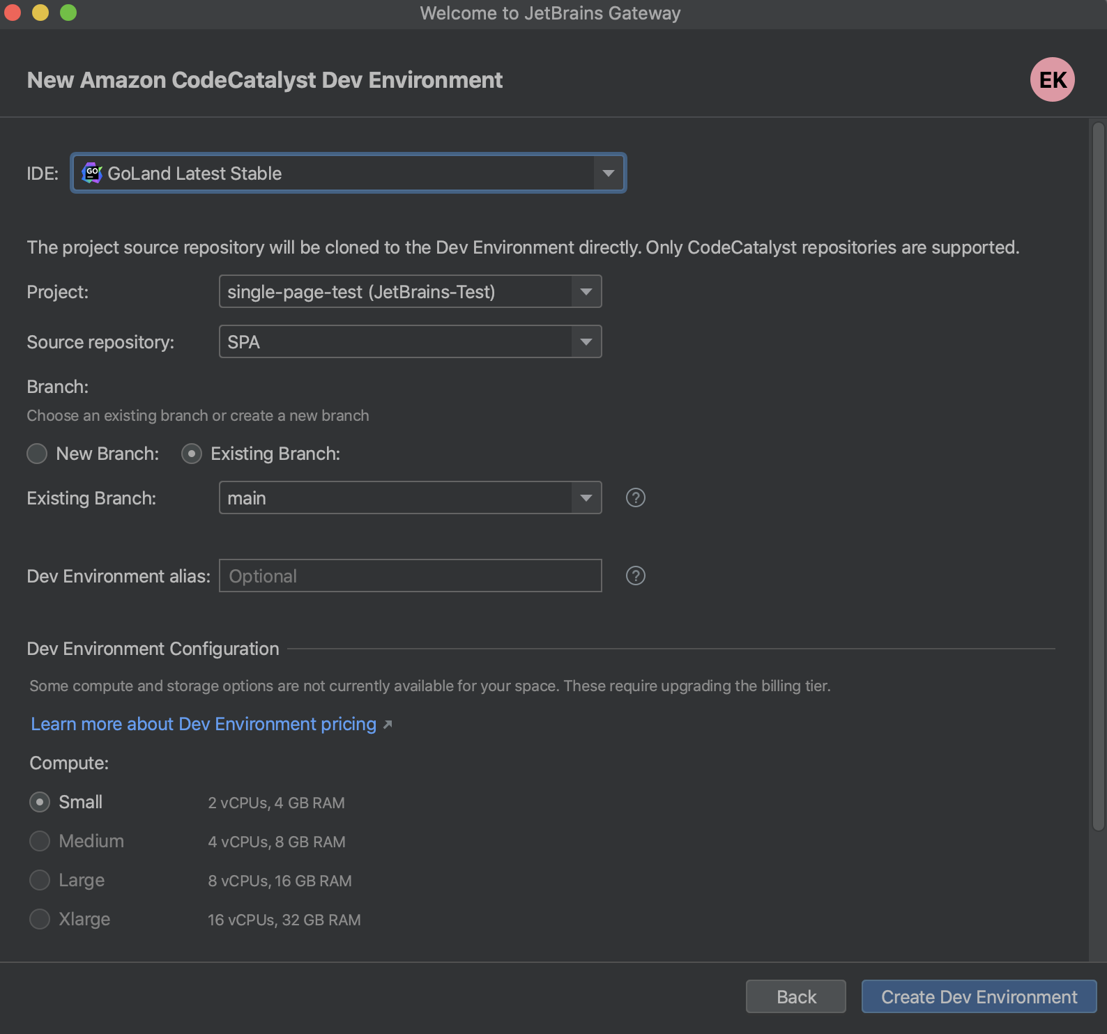 创建新的 Dev 环境 创建新的 Dev 环境