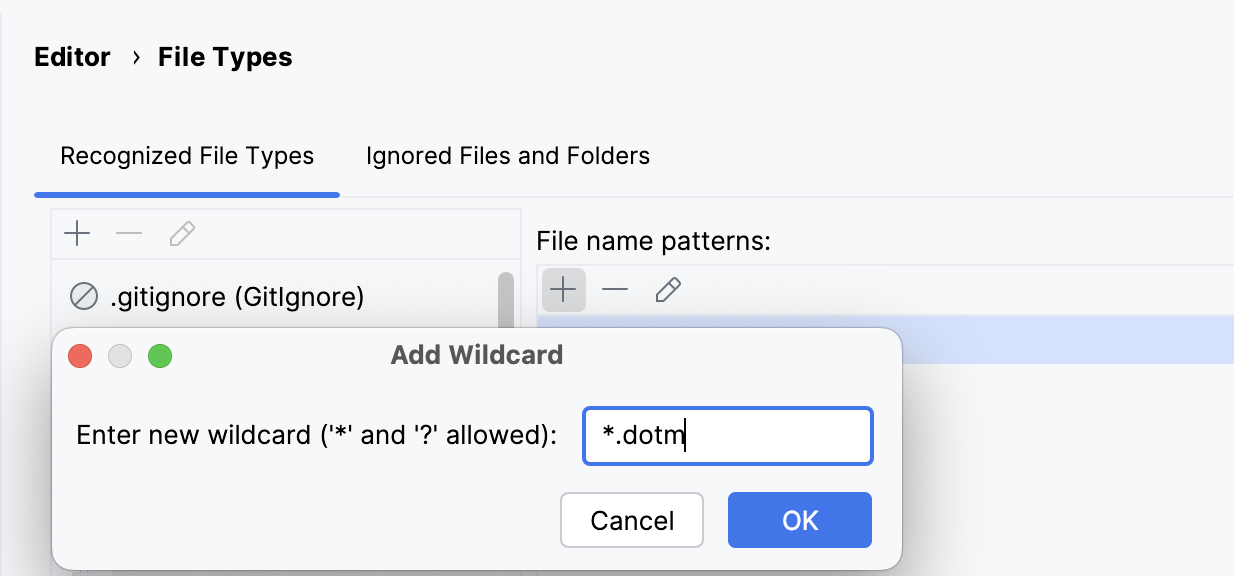 IntelliJ IDEA: Change association between file type and related file name patterns