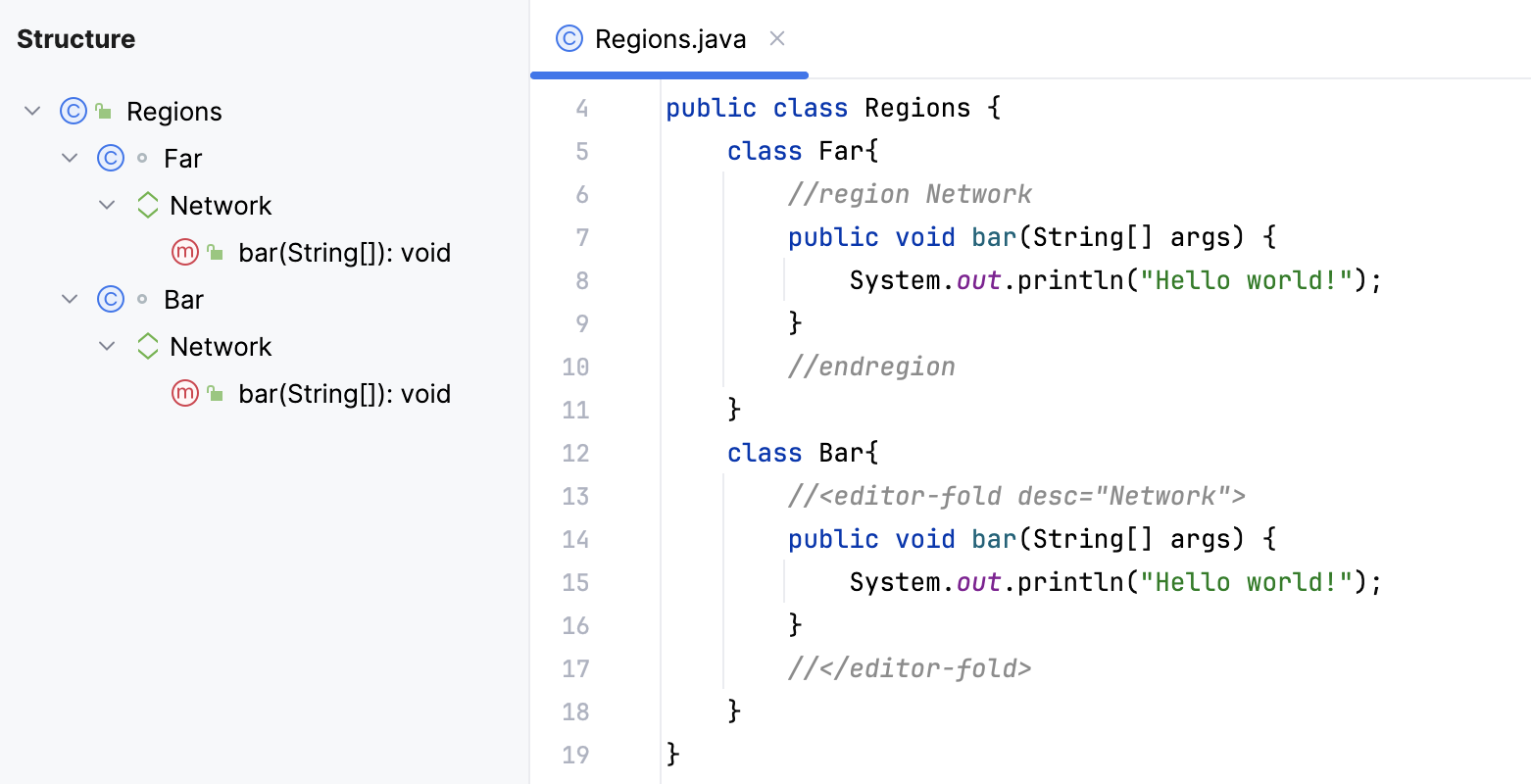 Custom folding region Custom folding region