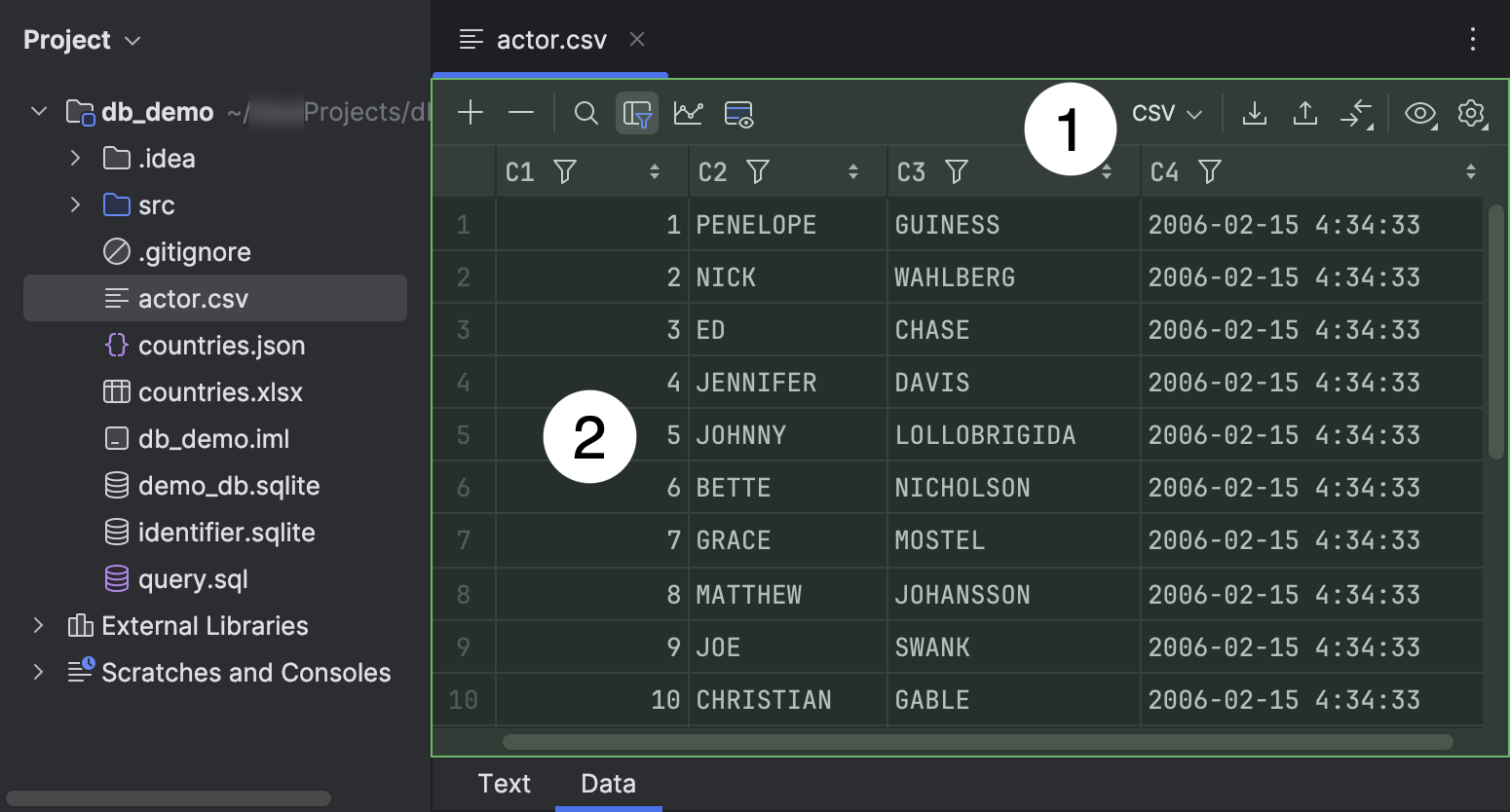 Data editor and viewer | PyCharm Documentation