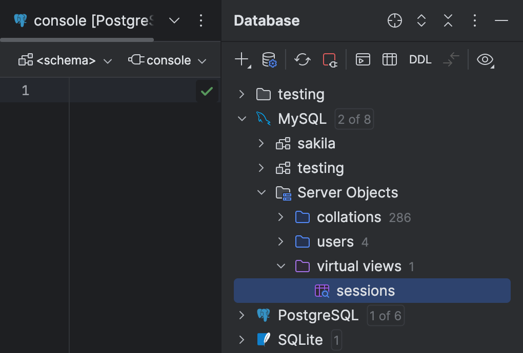 Virtual views | DataSpell Documentation