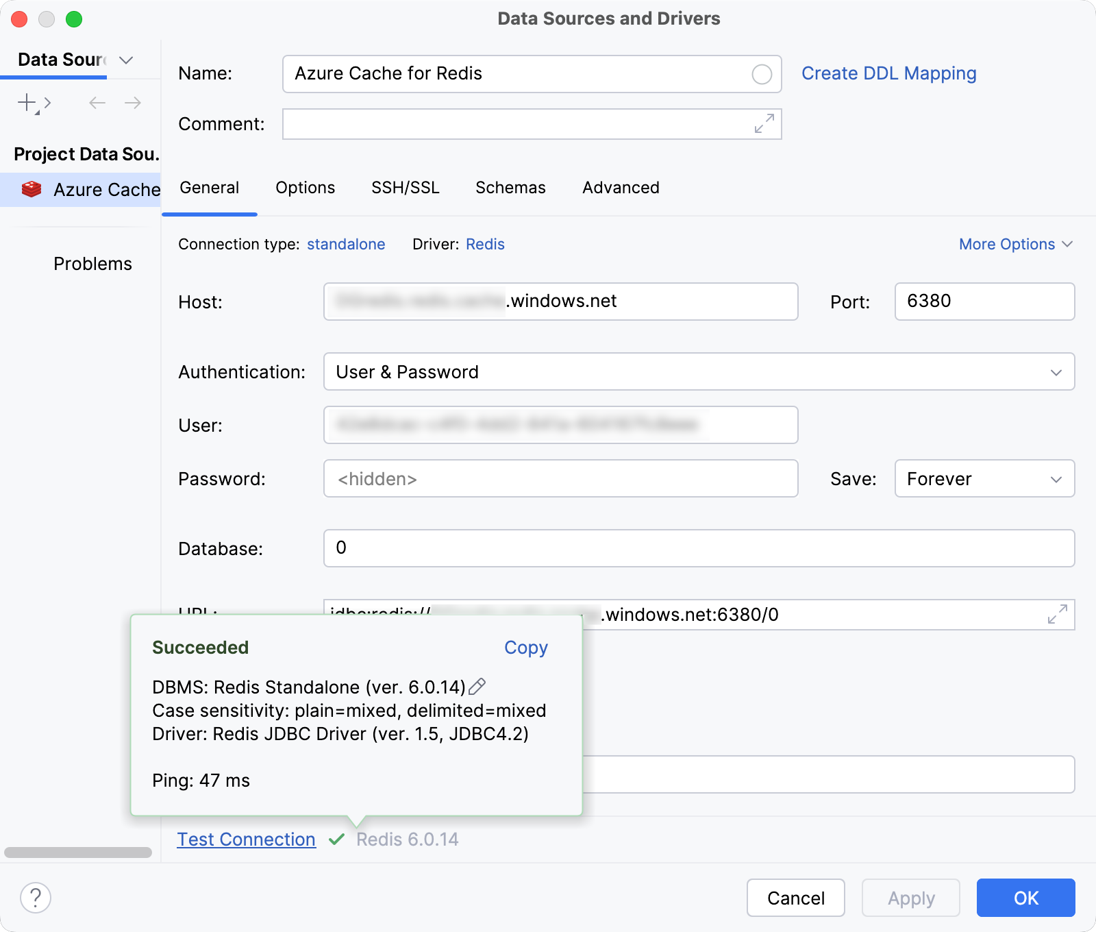 Database connection details