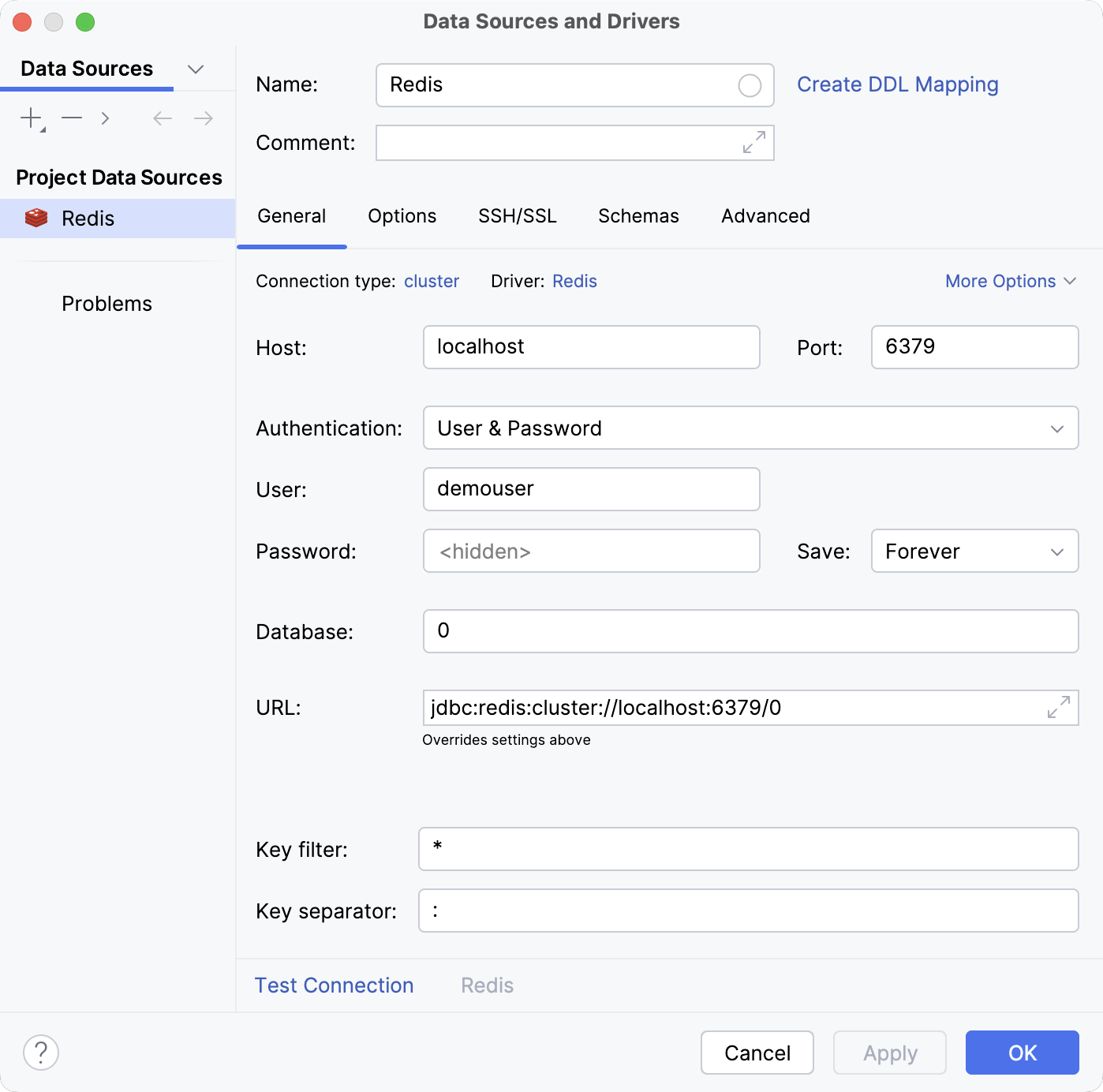 Database connection details