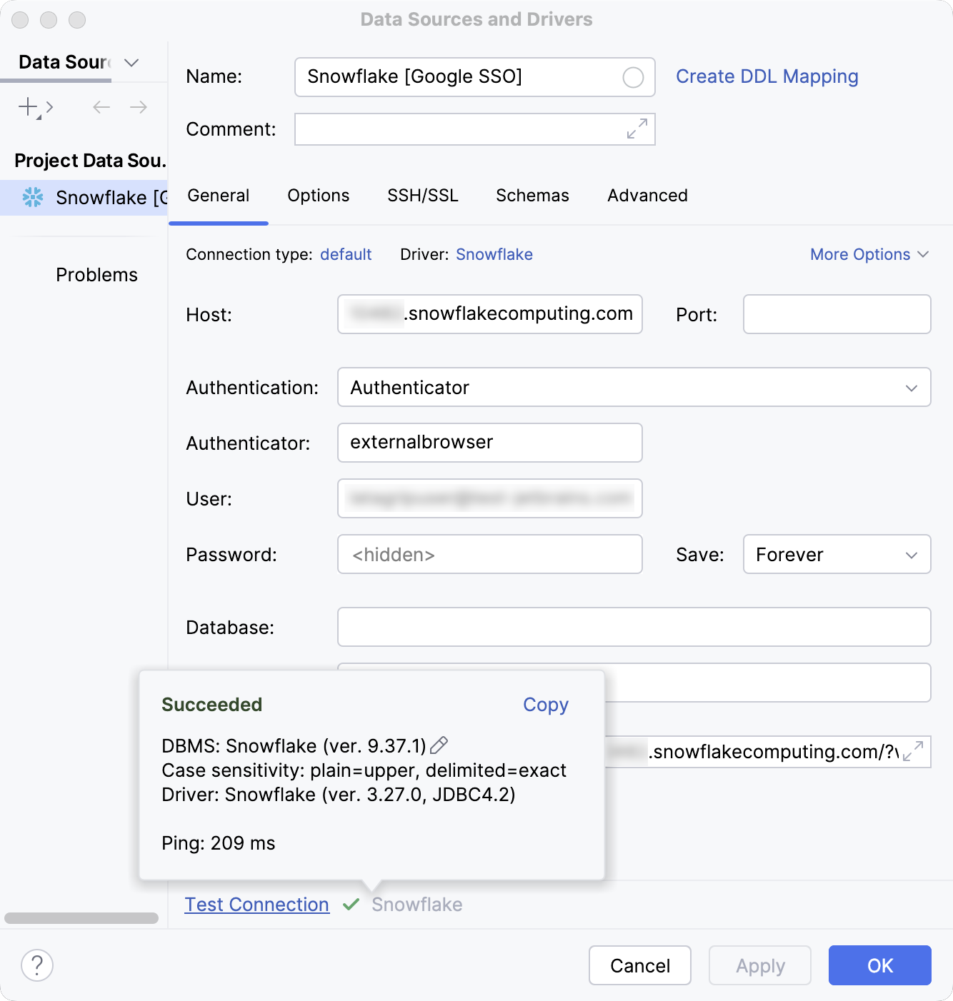 Database connection details Database connection details