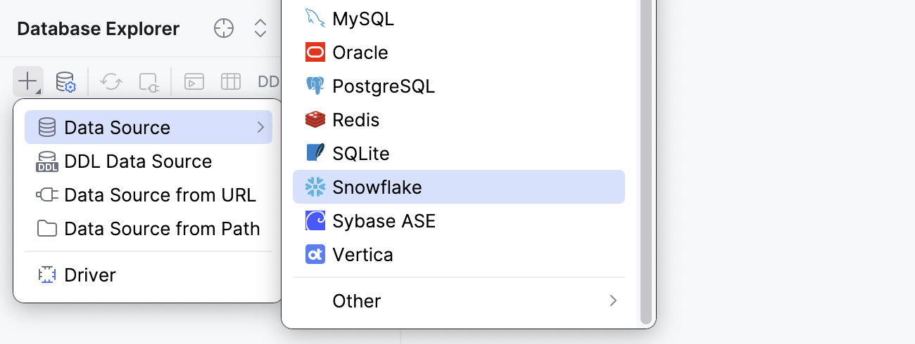 Select the Snowflake data source