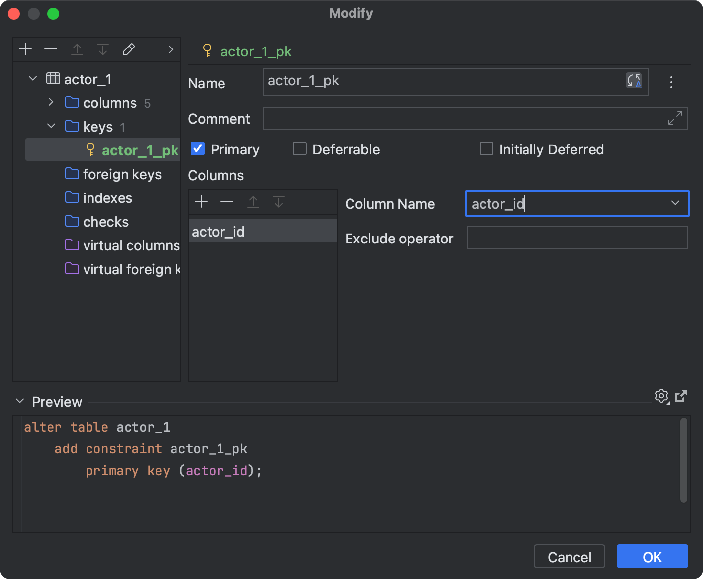 Primary keys | DataSpell Documentation