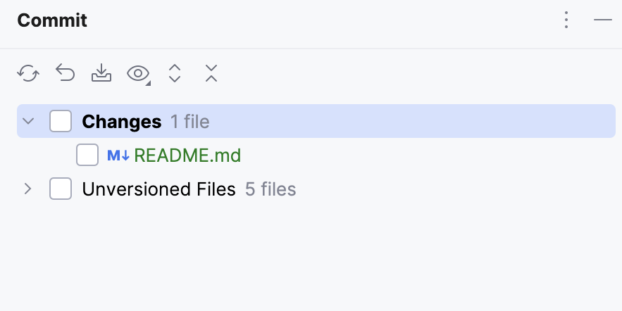 Changes changelist with a newly created file