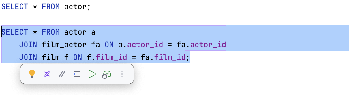 Floating toolbar for code editing