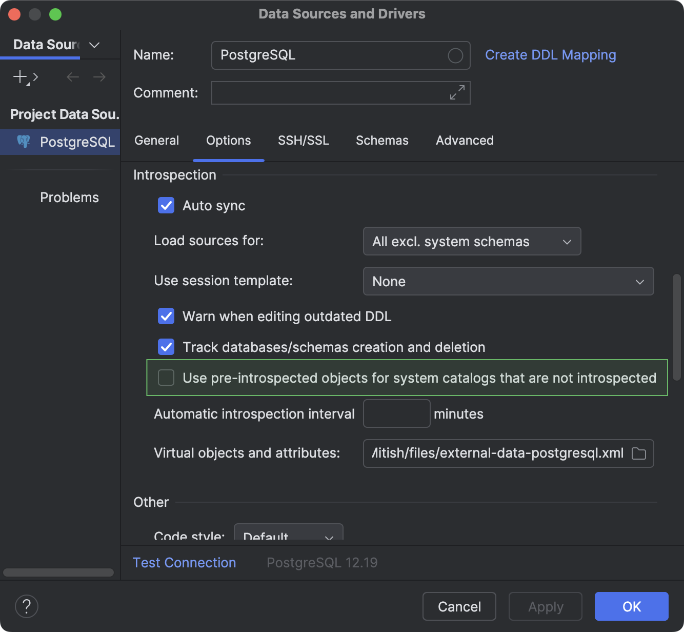 Pre-introspected objects from system catalogs | DataSpell Documentation