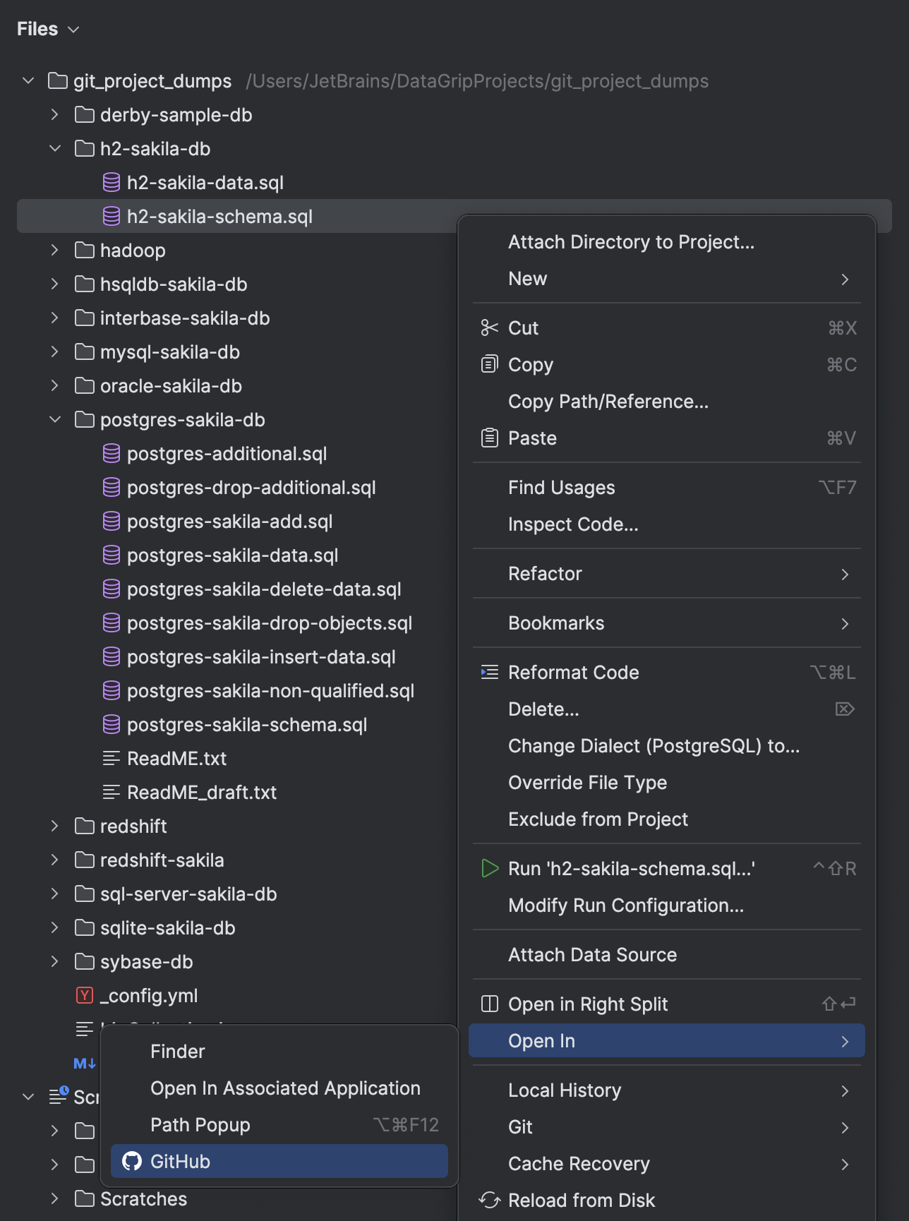 Manage projects hosted on GitHub | DataGrip Documentation