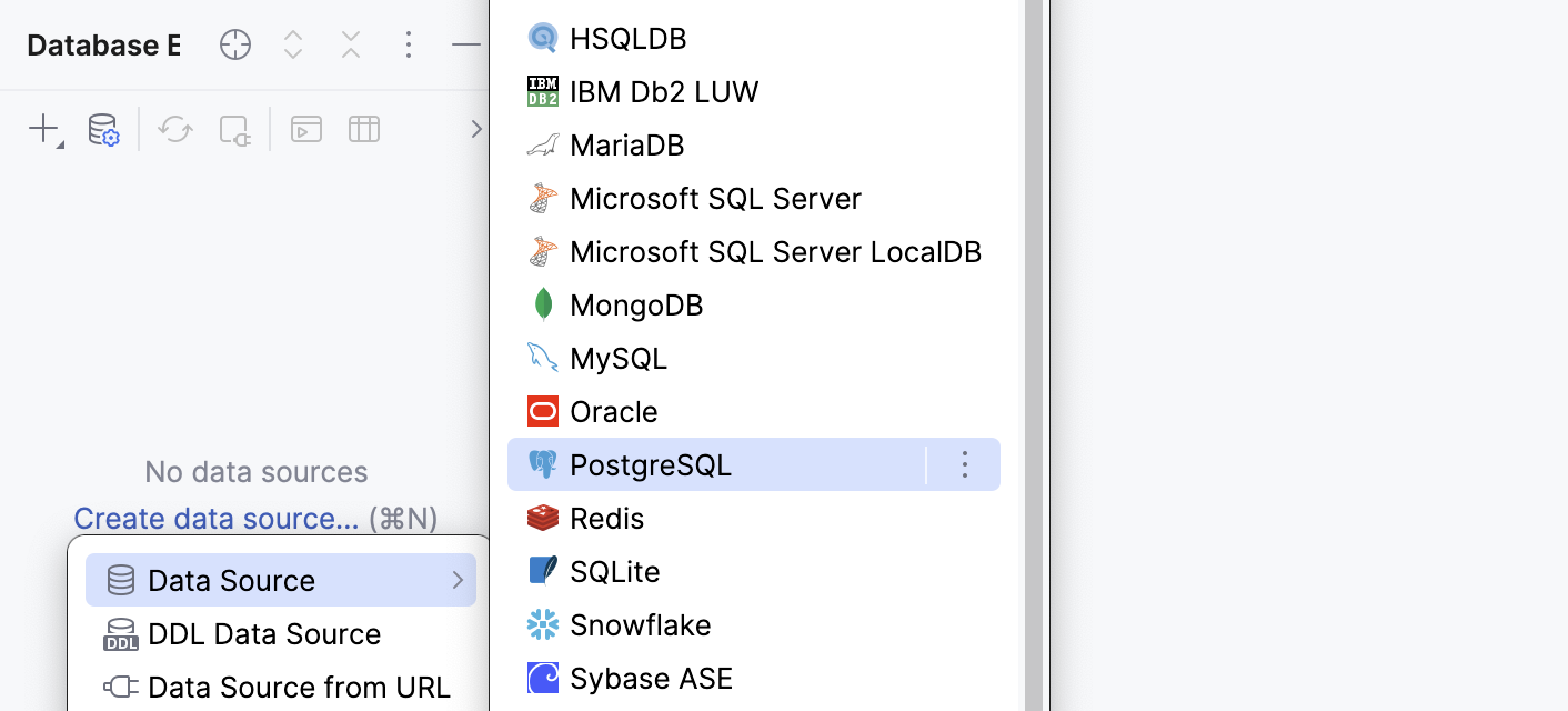 Select the $postgresql% data source