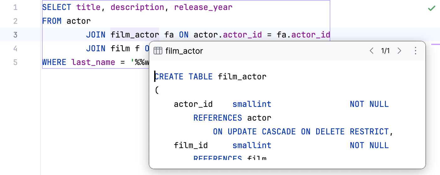 Quick Definition popup Quick Definition popup