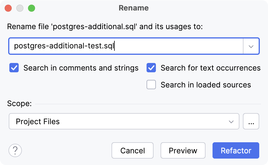 Rename dialog for a directory Rename dialog for a directory
