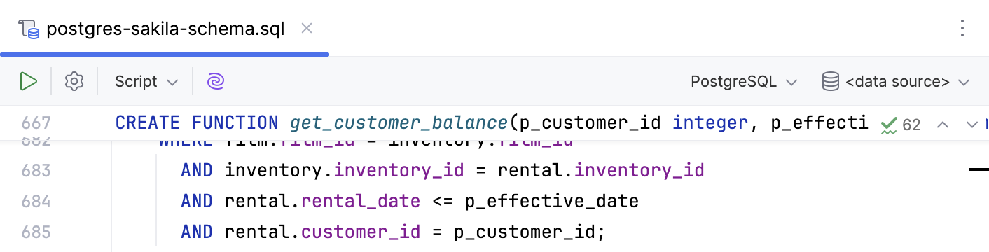 DataGrip: Sticky lines in the editor