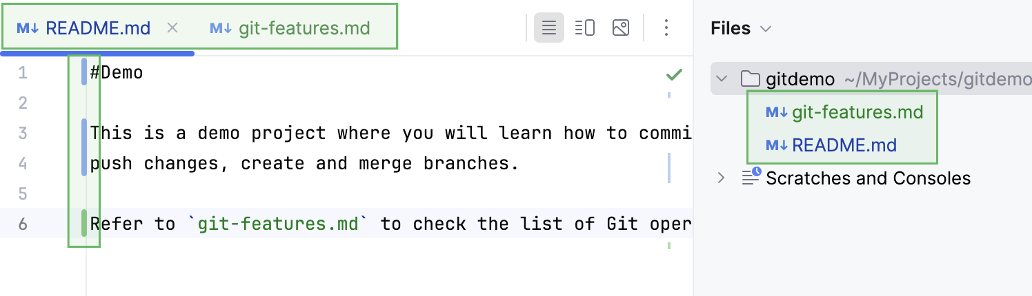 Changes in Editor and Files tool window