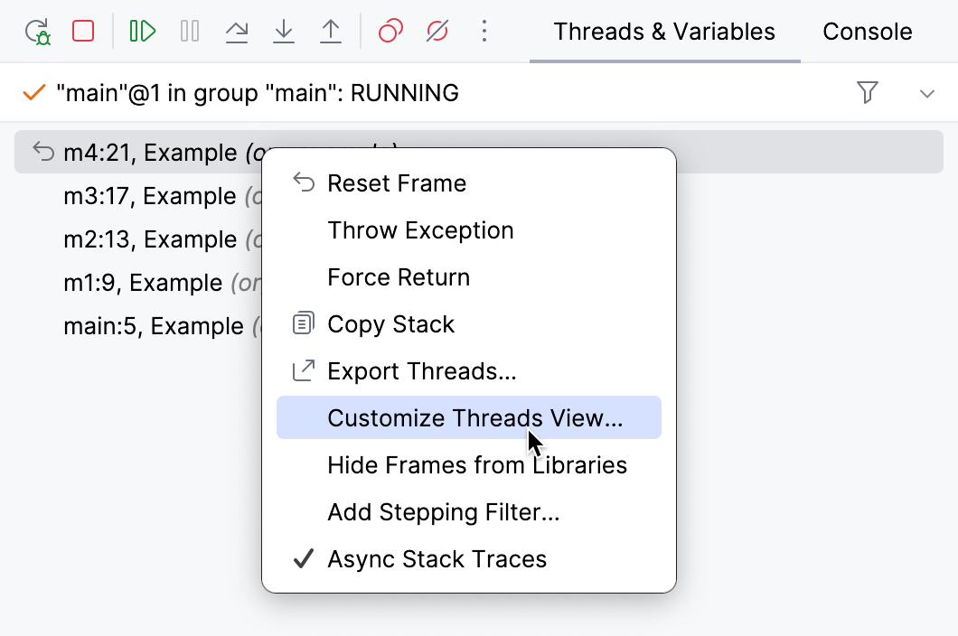 Customize Threads View item in the menu Customize Threads View item in the menu
