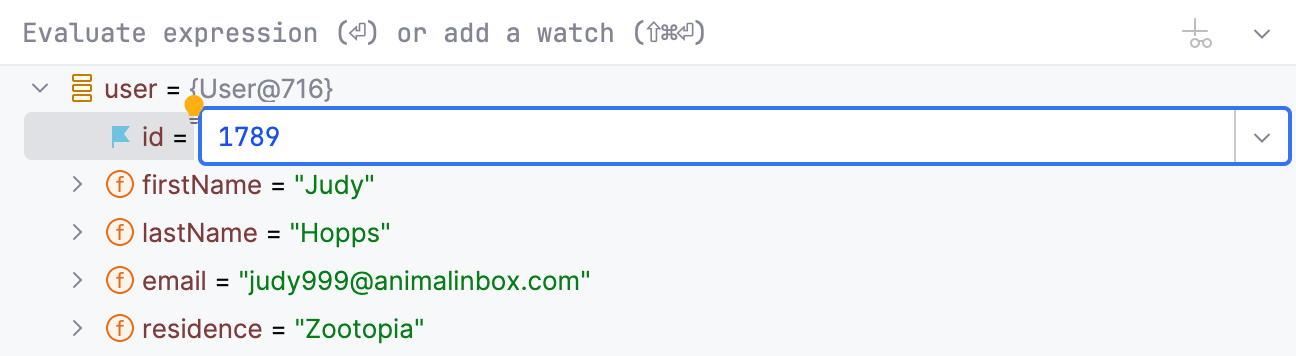 Enter new value for the variable in the field right next to its name Enter new value for the variable in the field right next to its name
