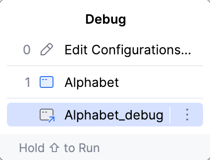 The Debug popup The Debug popup