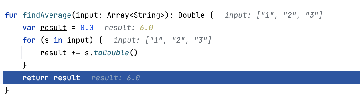The value of result is returned as is, without dividing it by the number of arguments The value of result is returned as is, without dividing it by the number of arguments