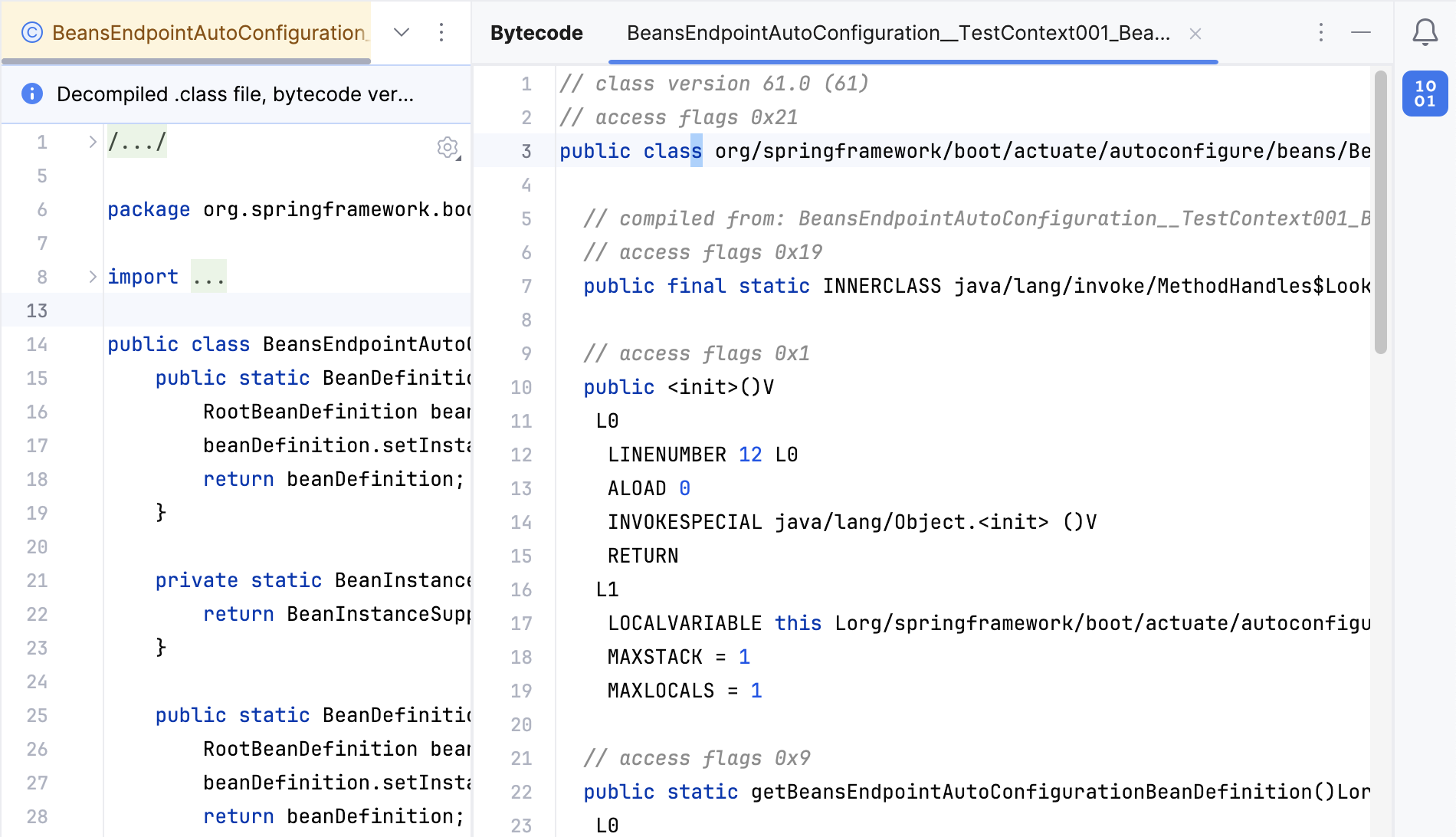 Compiled file opened in the bytecode viewer