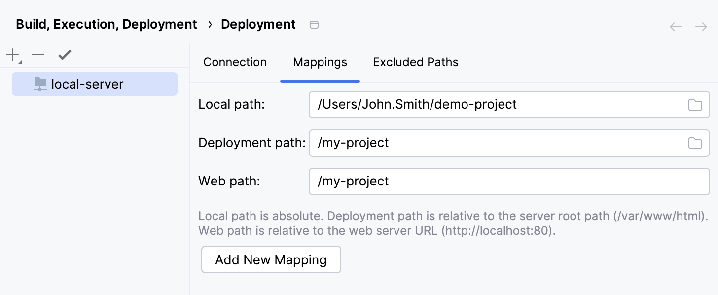 Deployment Mappings tab Deployment Mappings tab