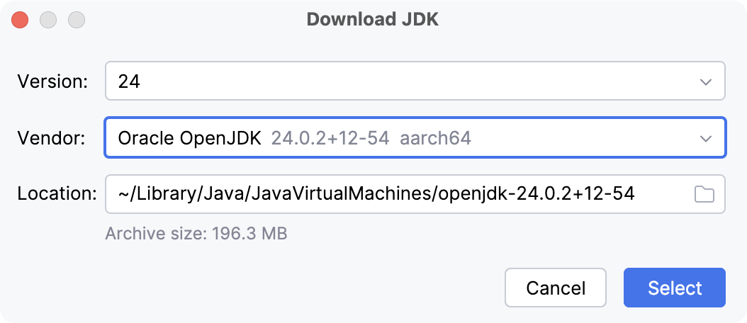 Downloading a JDK when creating a project Downloading a JDK when creating a project