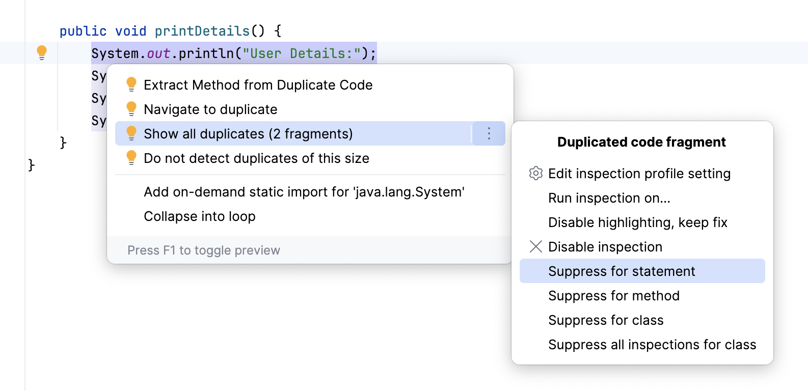 Suppressing the inspection Suppressing the inspection