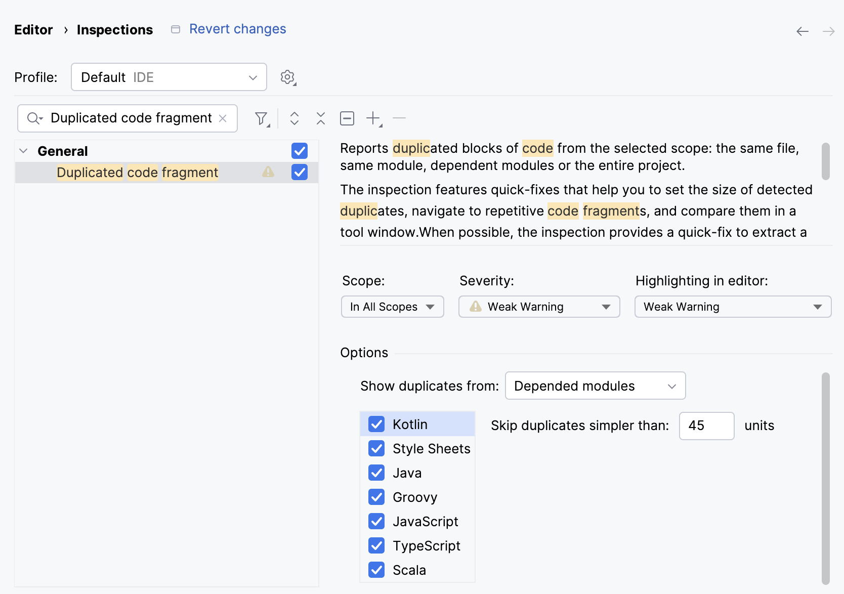 Configuring the inspection Configuring the inspection