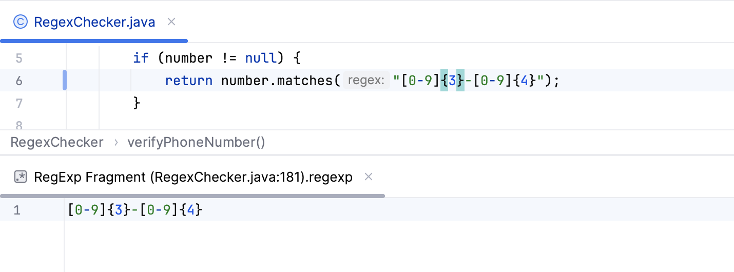 A scratch file with the current regex