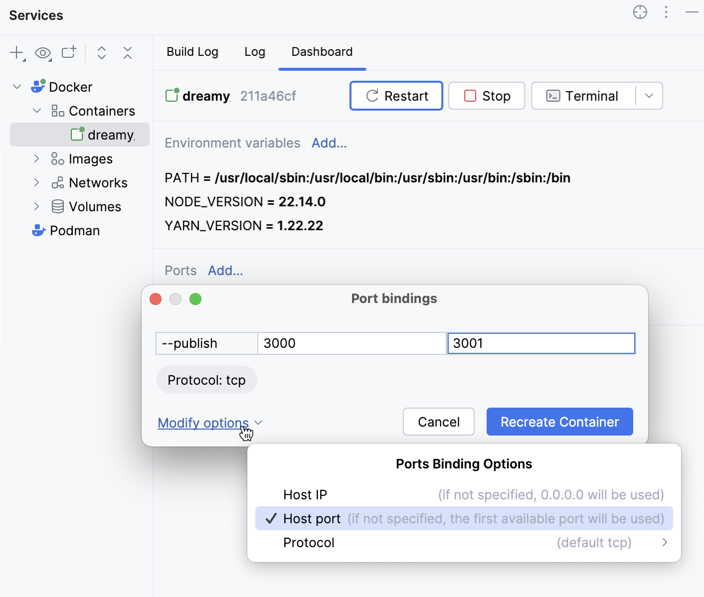 Bind ports in a running container Bind ports in a running container
