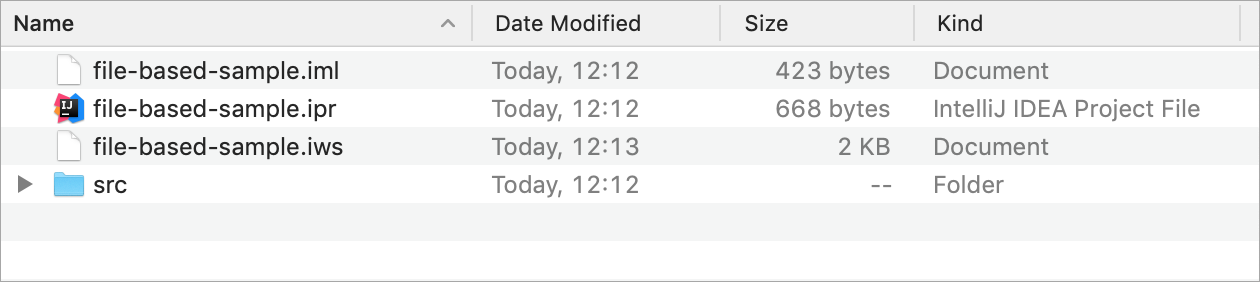 A simple file-based project shown in Finder A simple file-based project shown in Finder