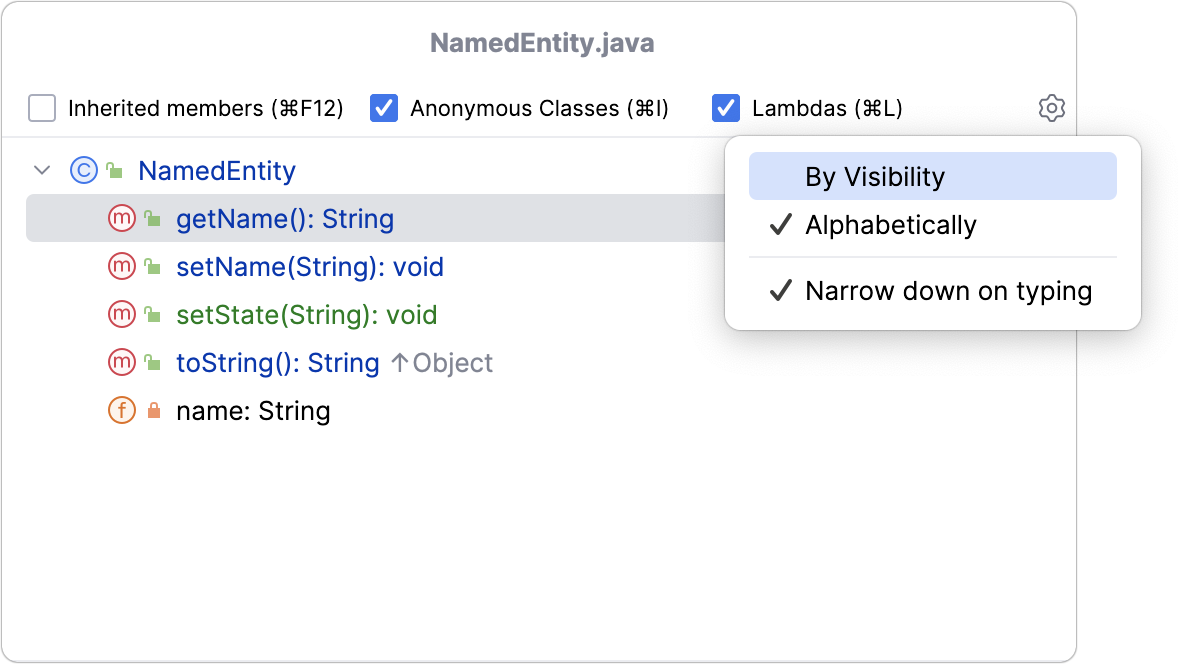 Structure popup Structure popup