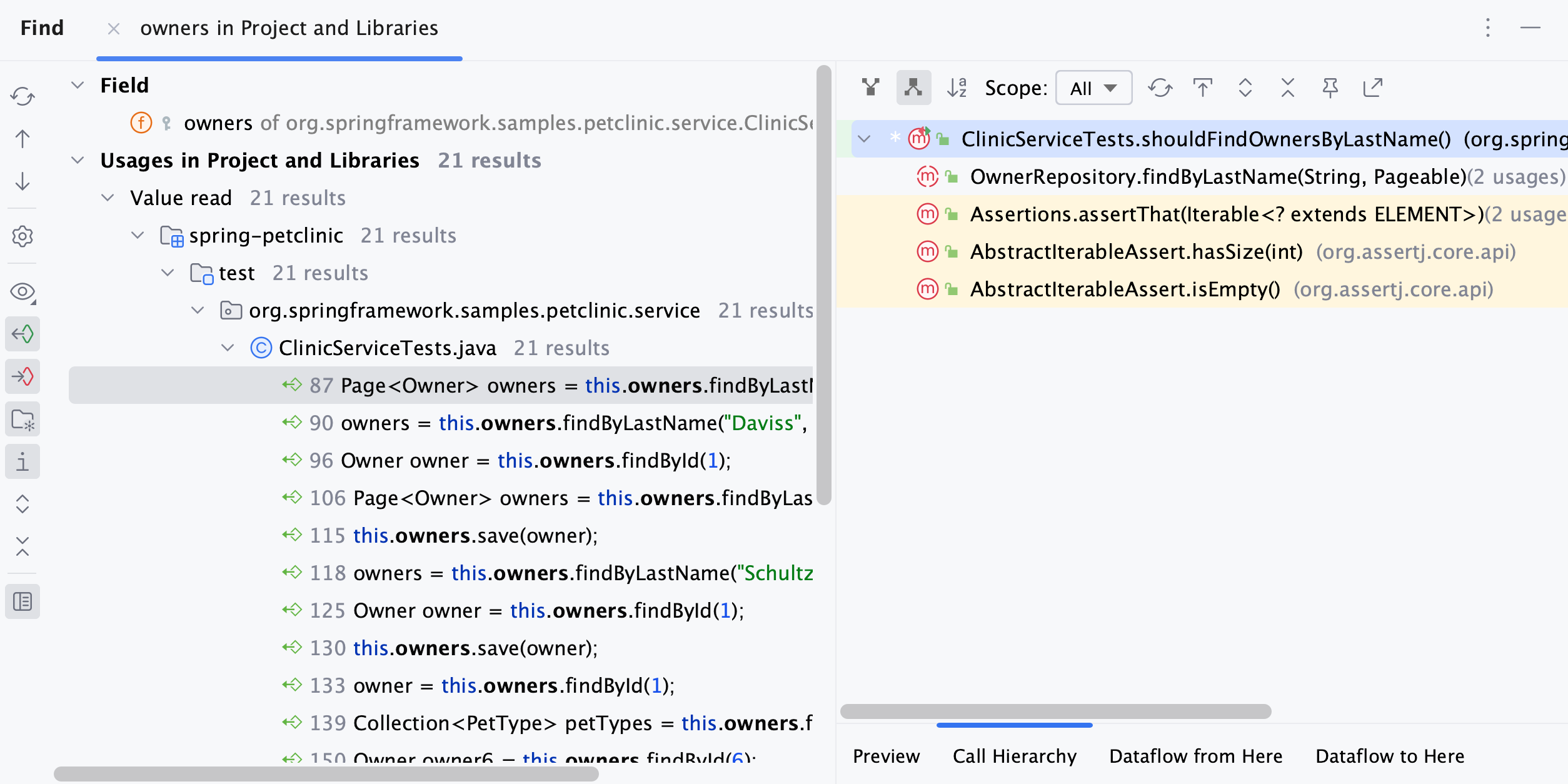 Find tool window preview area Find tool window preview area