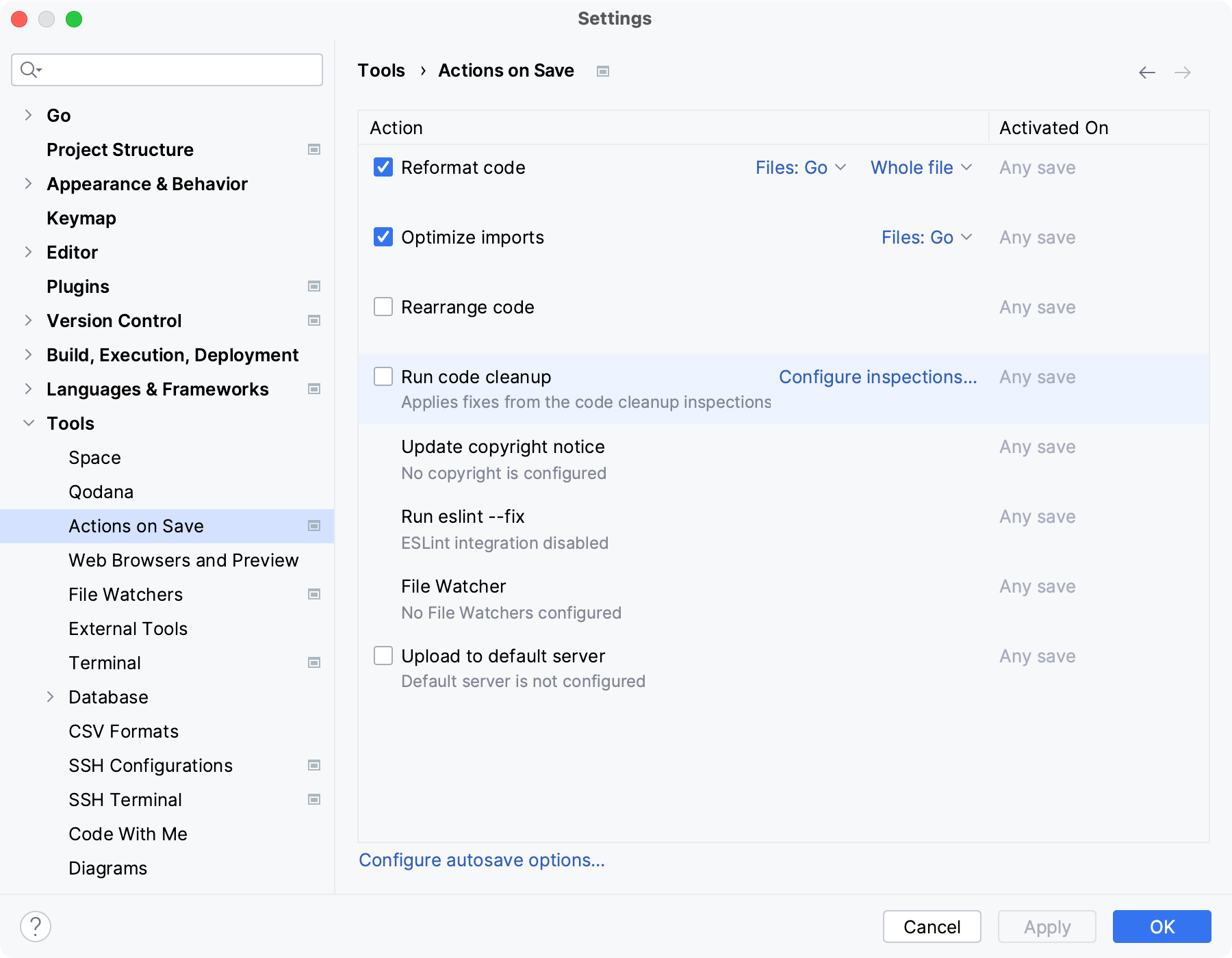 设置:保存时执行的操作 设置:保存时执行的操作