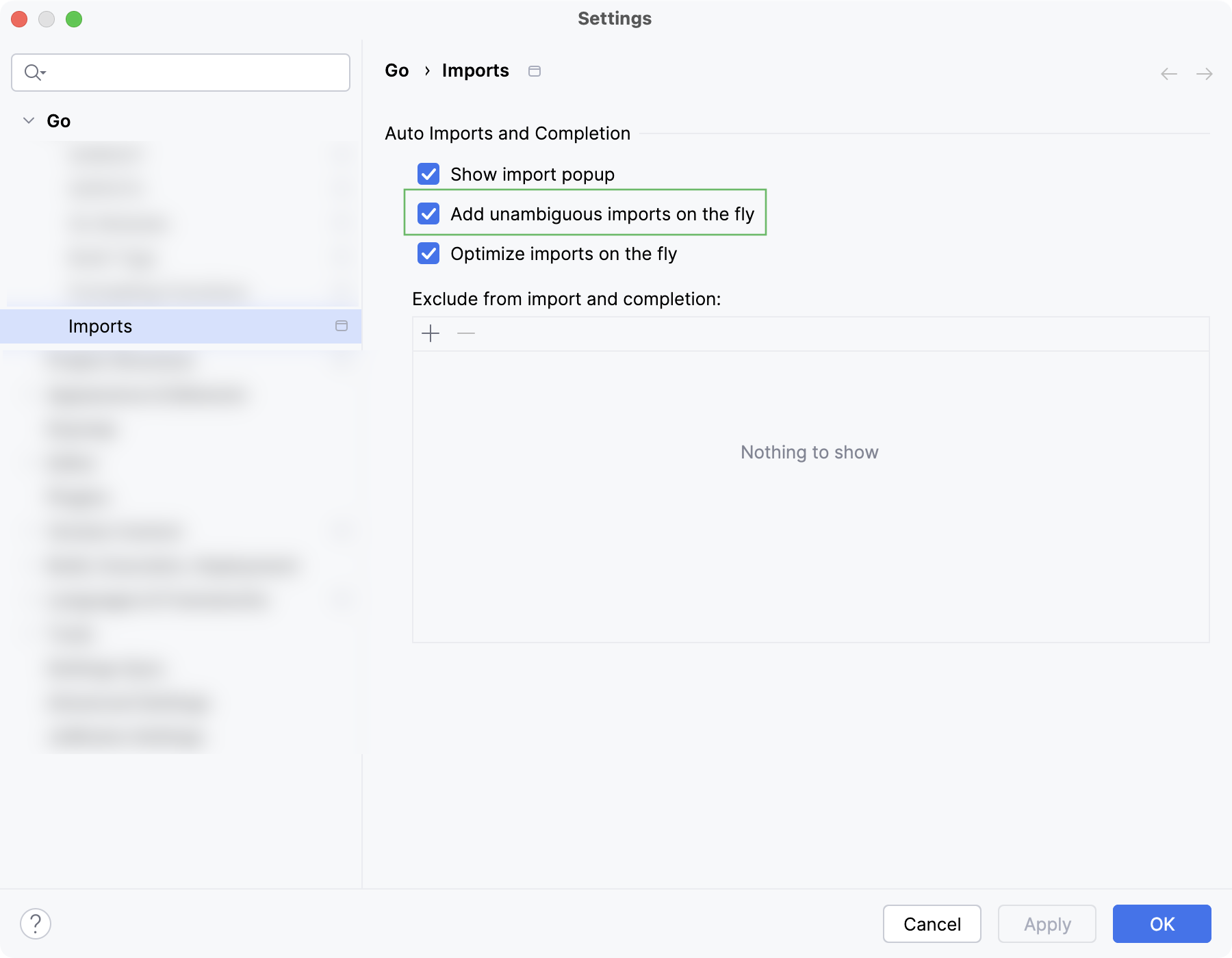 添加未明确的导入内容复选框 添加未明确的导入内容复选框