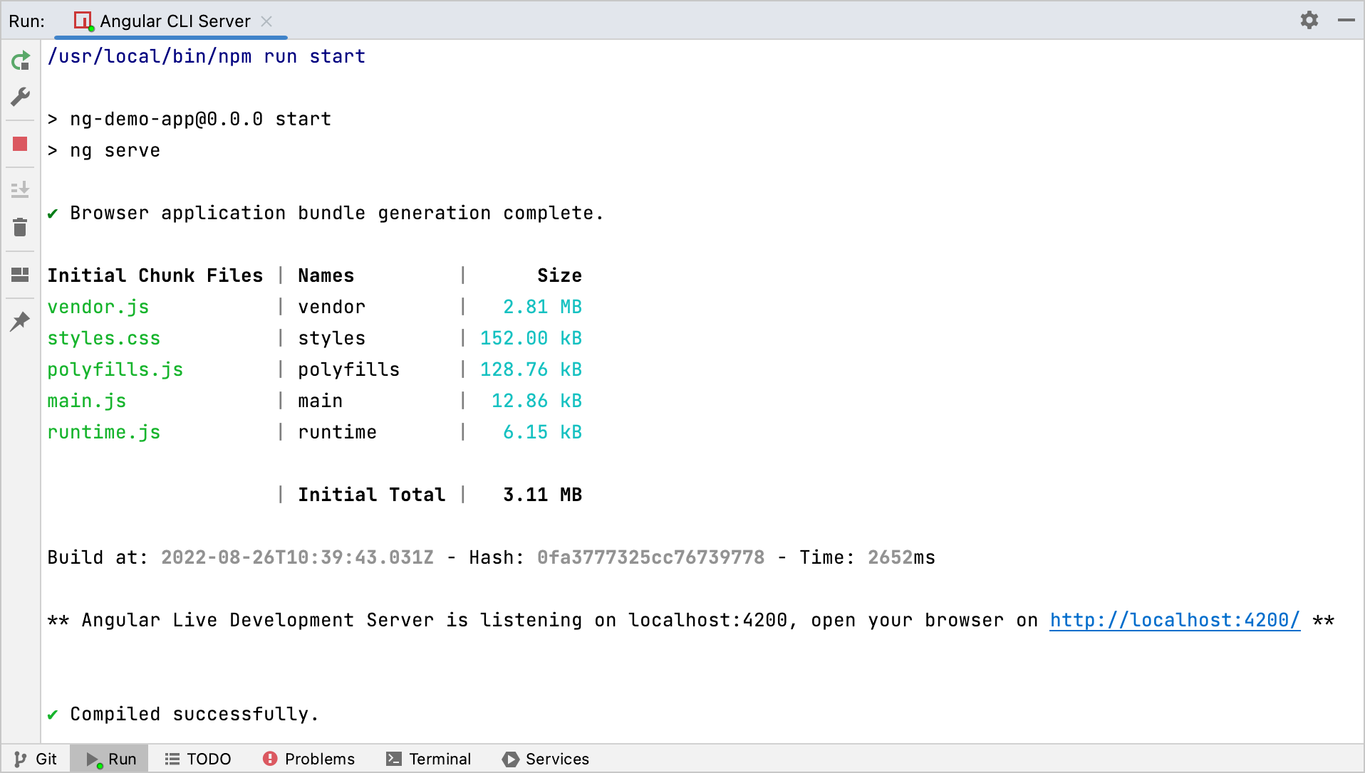 Running Angular CLI app: the Webpack Development server is ready Running Angular CLI app: the Webpack Development server is ready